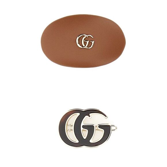 Gucci Women Multicolor Leather And Metal Hair Clips Set